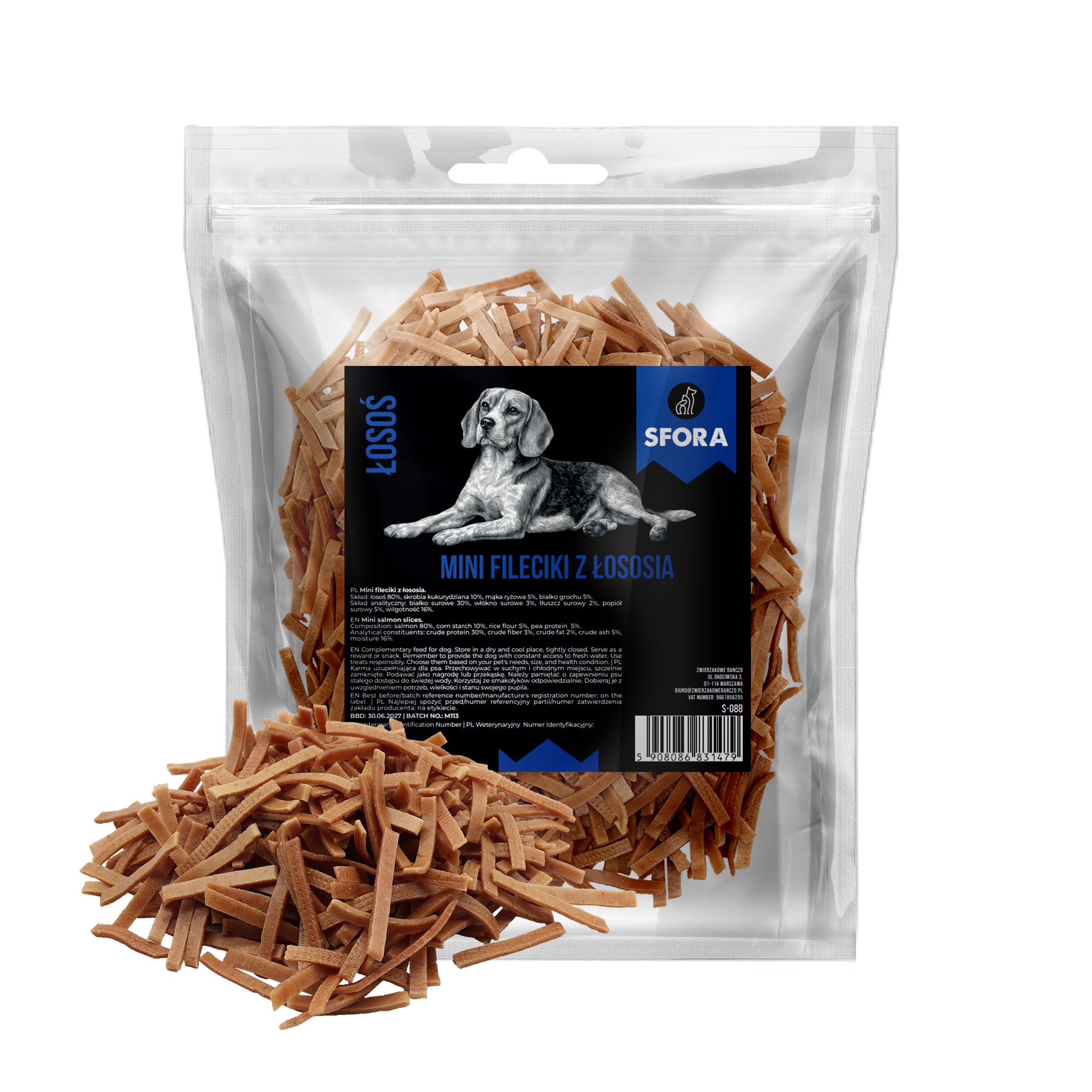 Sfora Hot Strips mini fileciki z łososia 500 g 6 mini fileciki z lososia