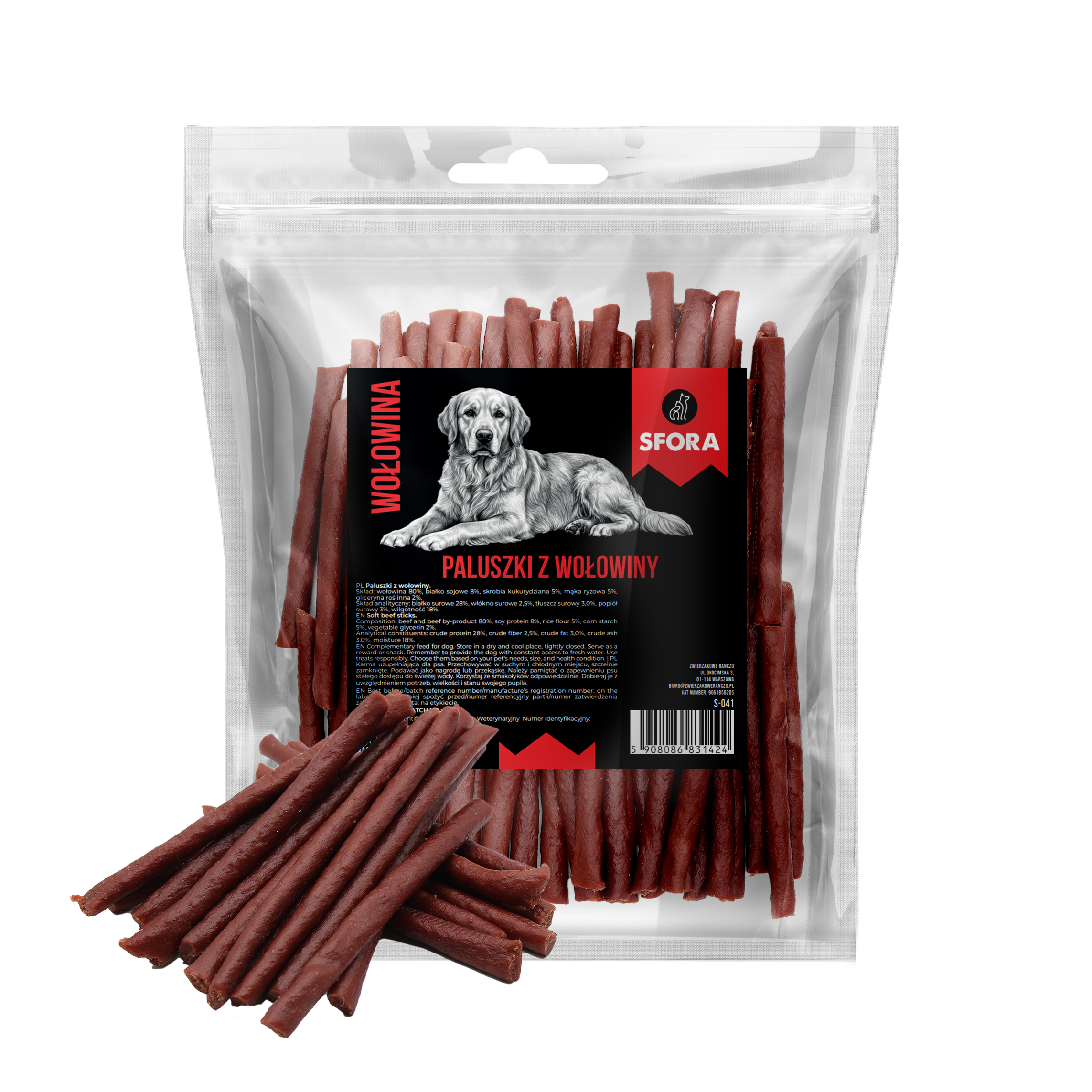 Sfora Hot Strips paluszki z wołowiny 500 g 3 paleczki z wolowiny